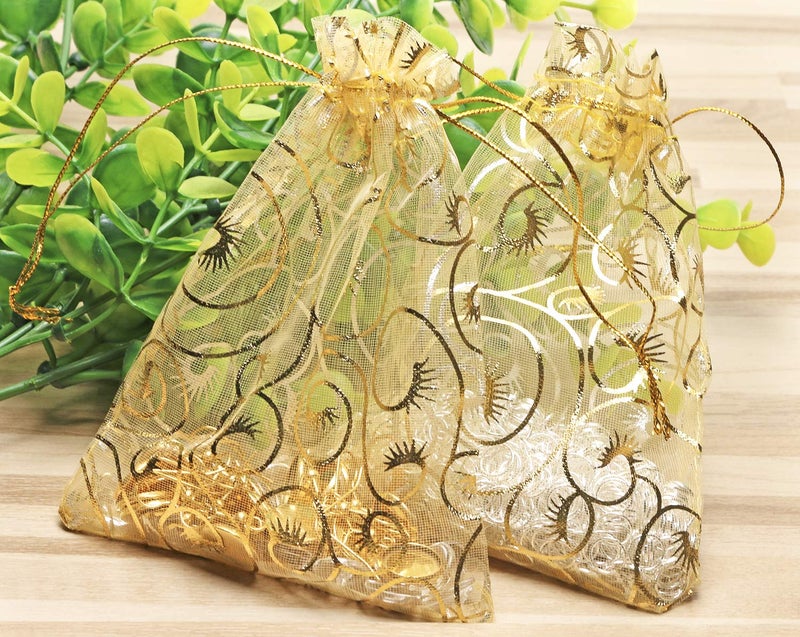 Shapenty 50PCS Organza Gift Bags Wedding Favor Candy Business Samples Display Jewelry Pouch Wrap with Drawstring for Baby Shower and Birthday Party (Gold) - Image 4